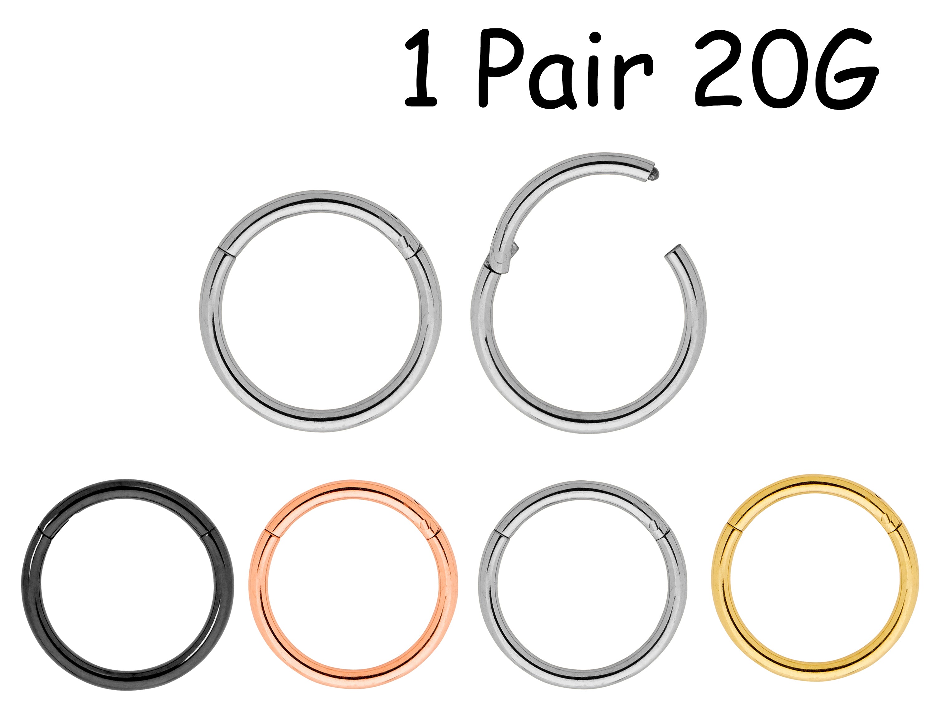 1 Pair 20G (Thinnest) Titanium Polished Hinged Hoop Sleeper Earrings