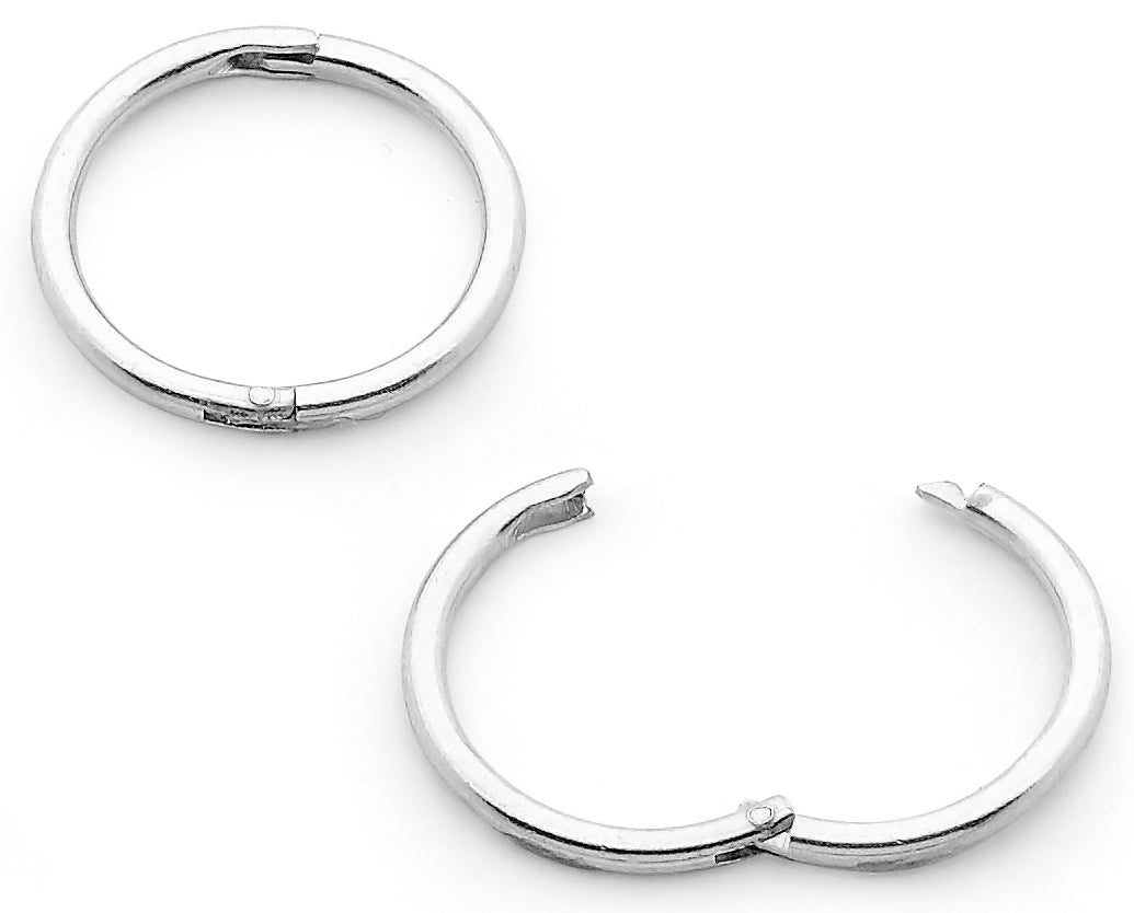 Small Hoop Sterling Silver Sleeper Earrings Pair Solid Sterling
