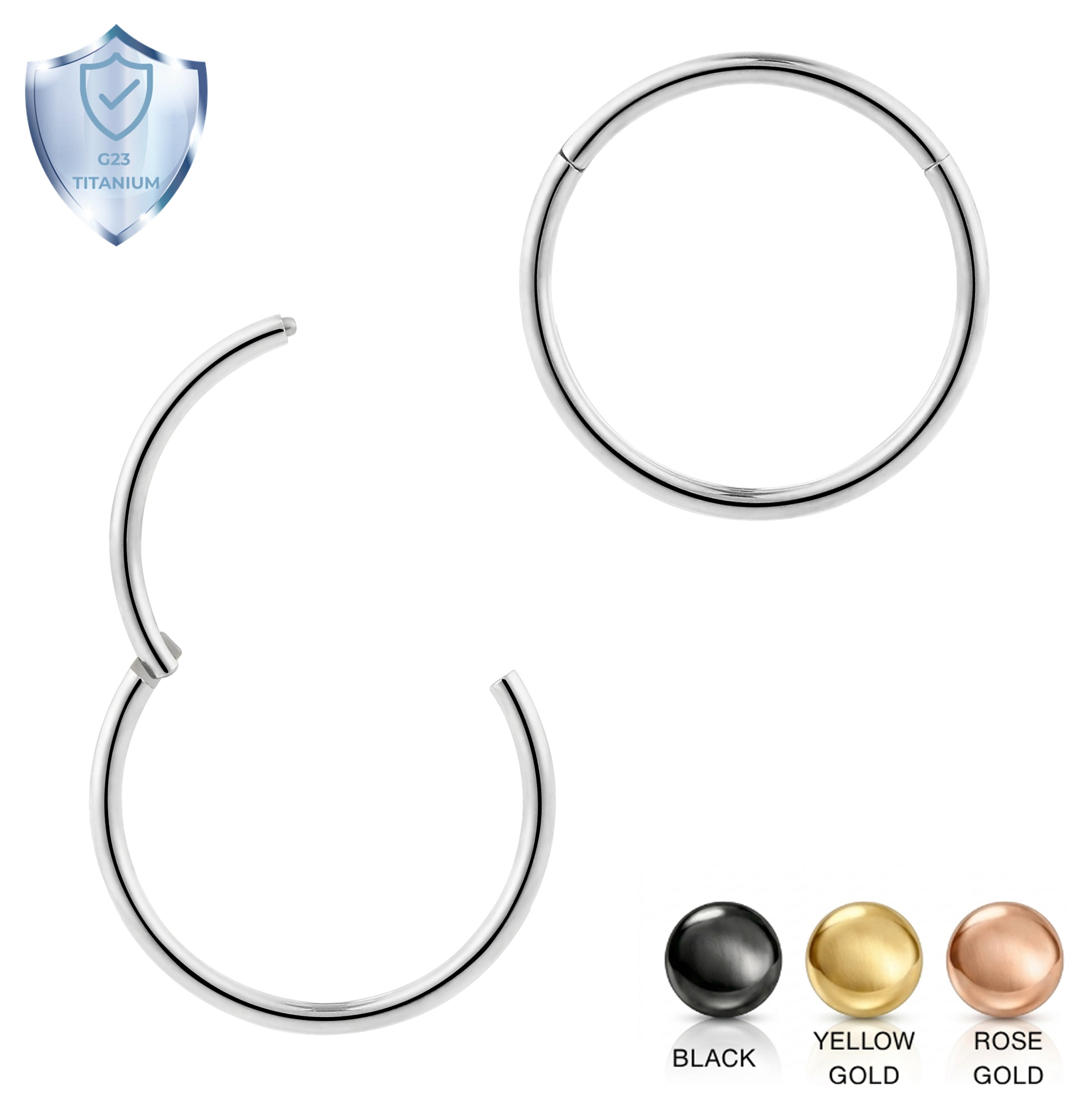 Wholesale 20G G23 Titanium Hinged Hoop Sleeper Earrings Pair