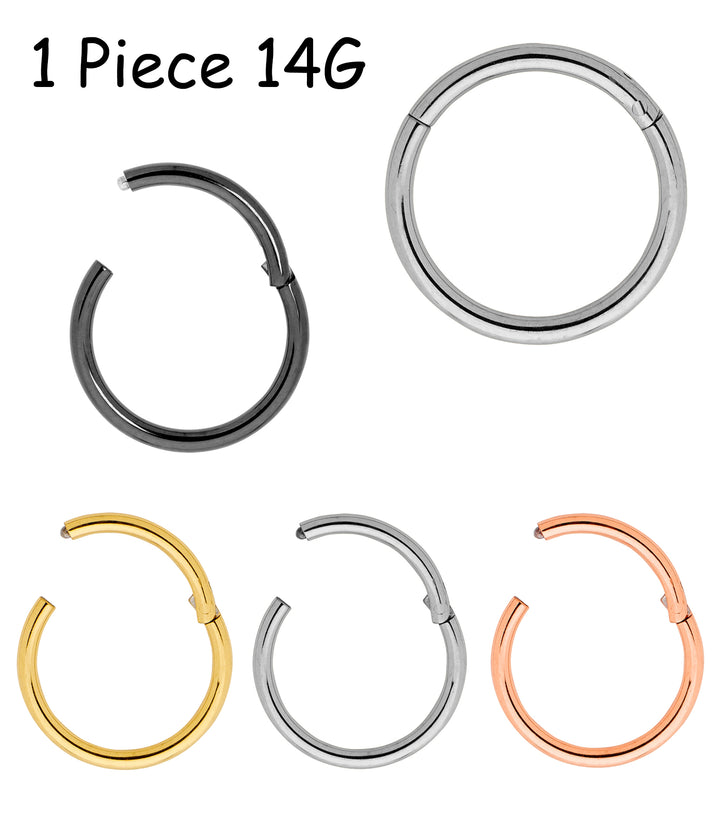 1 Piece 14G Titanium Polished Hinged Hoop Segment Ring Earring 6mm-12mm