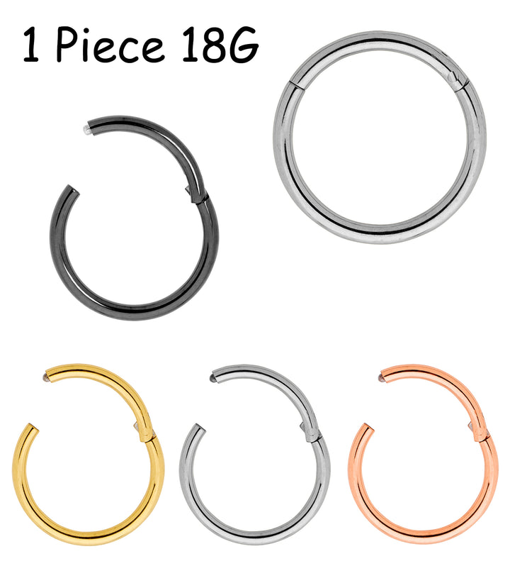 1 Piece 18G Titanium Polished Hinged Hoop Segment Ring Earring 6mm-13mm