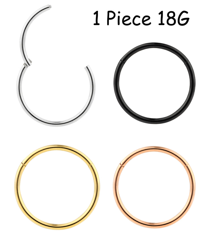 1 Piece 18G Stainless Steel Polished Hinged Hoop Segment Nose Ring Earring 6mm – 13mm