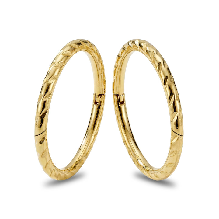 1 Pair 22ct Gold Plated Diamond Cut Twist Solid Sterling Silver Sleeper Earrings 8mm - 14mm