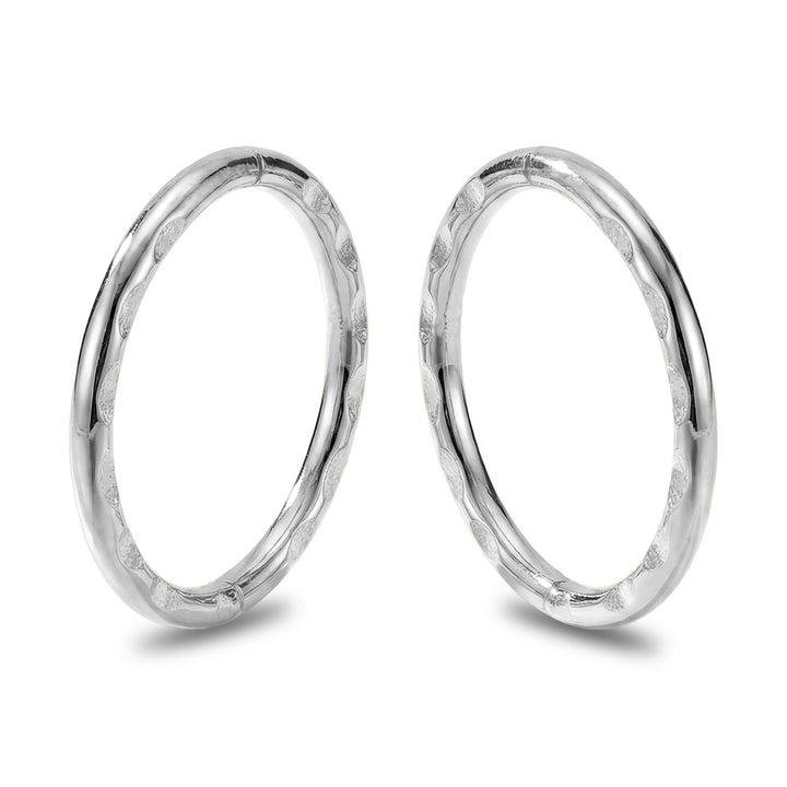 1 Pair Faceted Solid Sterling Silver Hinged Hoop Sleeper Earrings 8mm - 14mm
