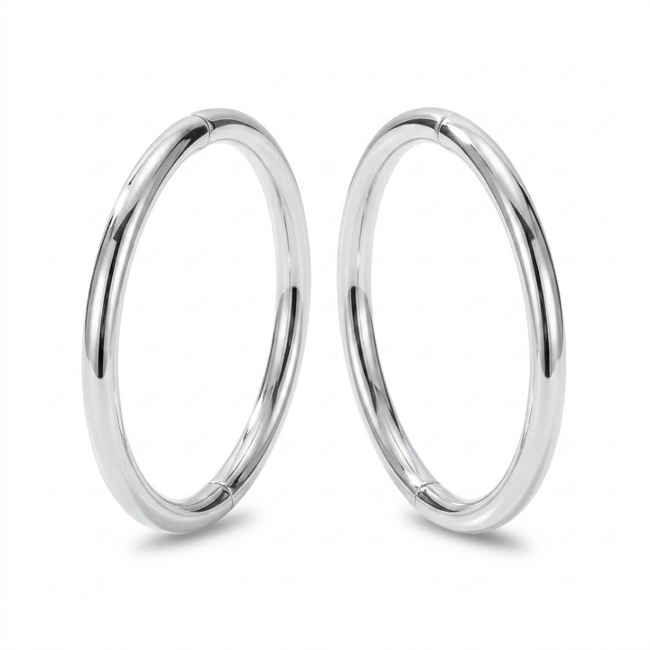 1 Pair Solid Sterling Silver Hinged Hoop Earrings Sleeper Earrings 8mm - 14mm