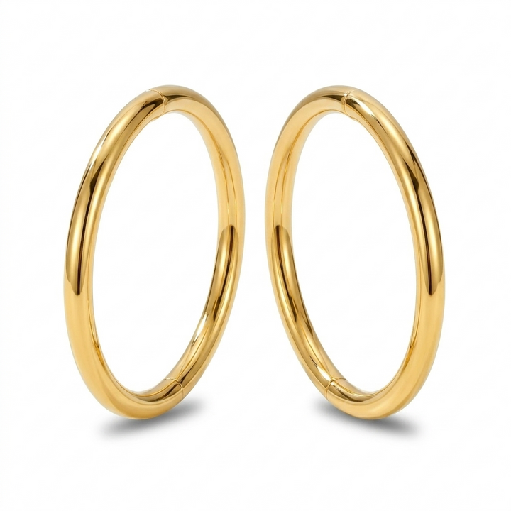 1 Pair 22ct Gold Plated Sterling Silver Hinged Hoop Sleeper Earrings 8mm - 14mm