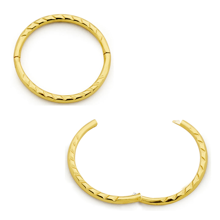 1 Pair 22ct Gold Plated Diamond Cut Twist Solid Sterling Silver Sleeper Earrings 8mm - 14mm