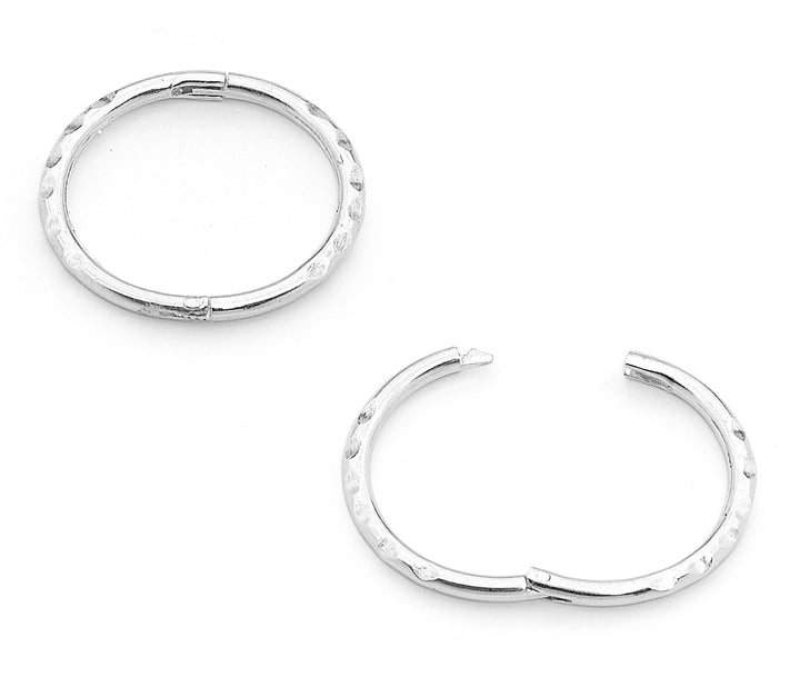 1 Pair Faceted Solid Sterling Silver Hinged Hoop Sleeper Earrings 8mm - 14mm