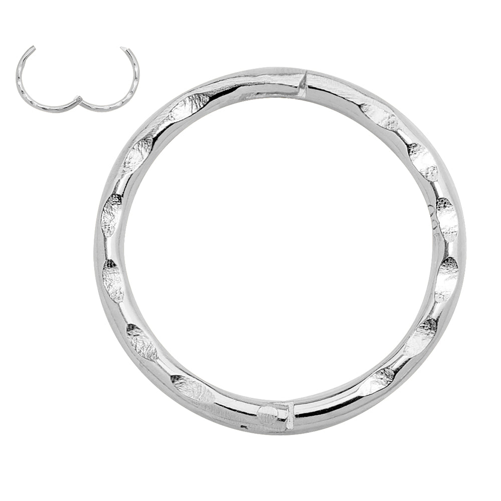 1 Pair Faceted Solid Sterling Silver Hinged Hoop Sleeper Earrings 8mm - 14mm