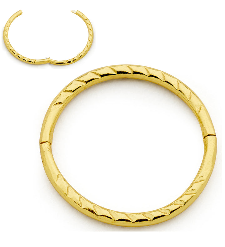 1 Pair 22ct Gold Plated Diamond Cut Twist Solid Sterling Silver Sleeper Earrings 8mm - 14mm