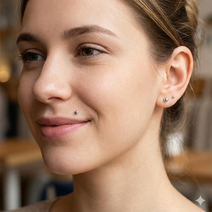 1 Pair Titanium 20G 18G 16G Threadless Labret Stud Earrings