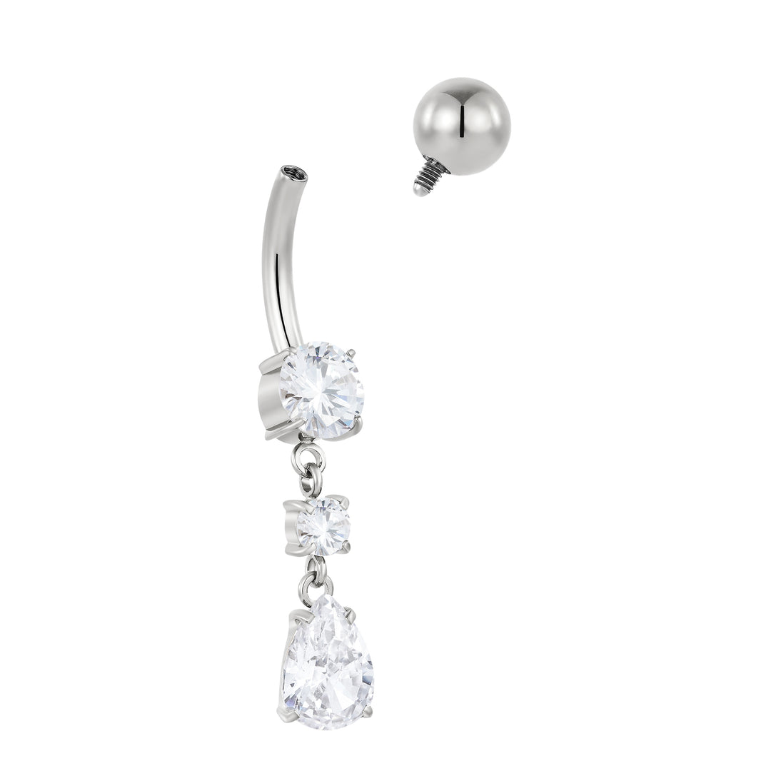 Titanium Internally Threaded Belly Button Ring Navel Barbell Gem Dangle Body Piercing Jewellery