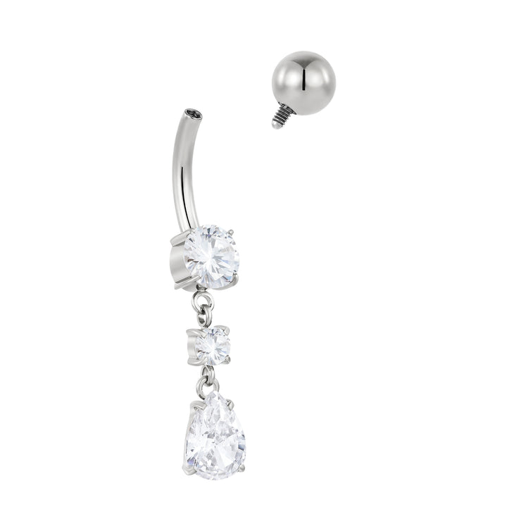 Titanium Internally Threaded Belly Button Ring Navel Barbell Gem Dangle Body Piercing Jewellery