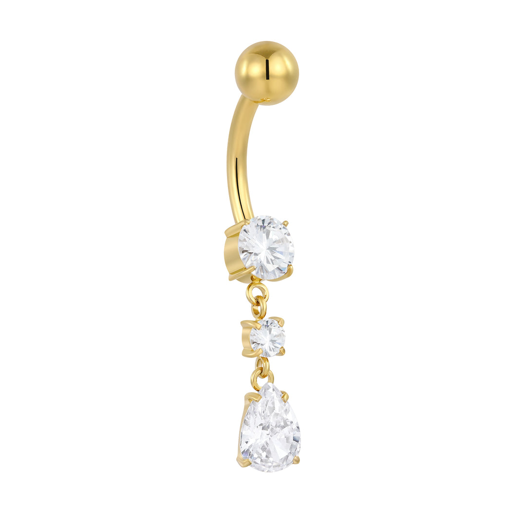 Titanium Internally Threaded Belly Button Ring Navel Barbell Gem Dangle Body Piercing Jewellery