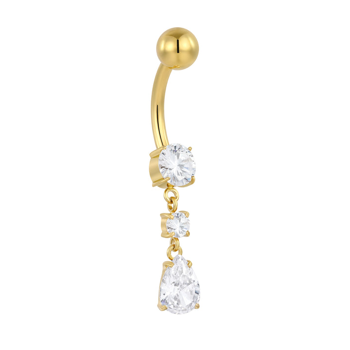 Titanium Internally Threaded Belly Button Ring Navel Barbell Gem Dangle Body Piercing Jewellery