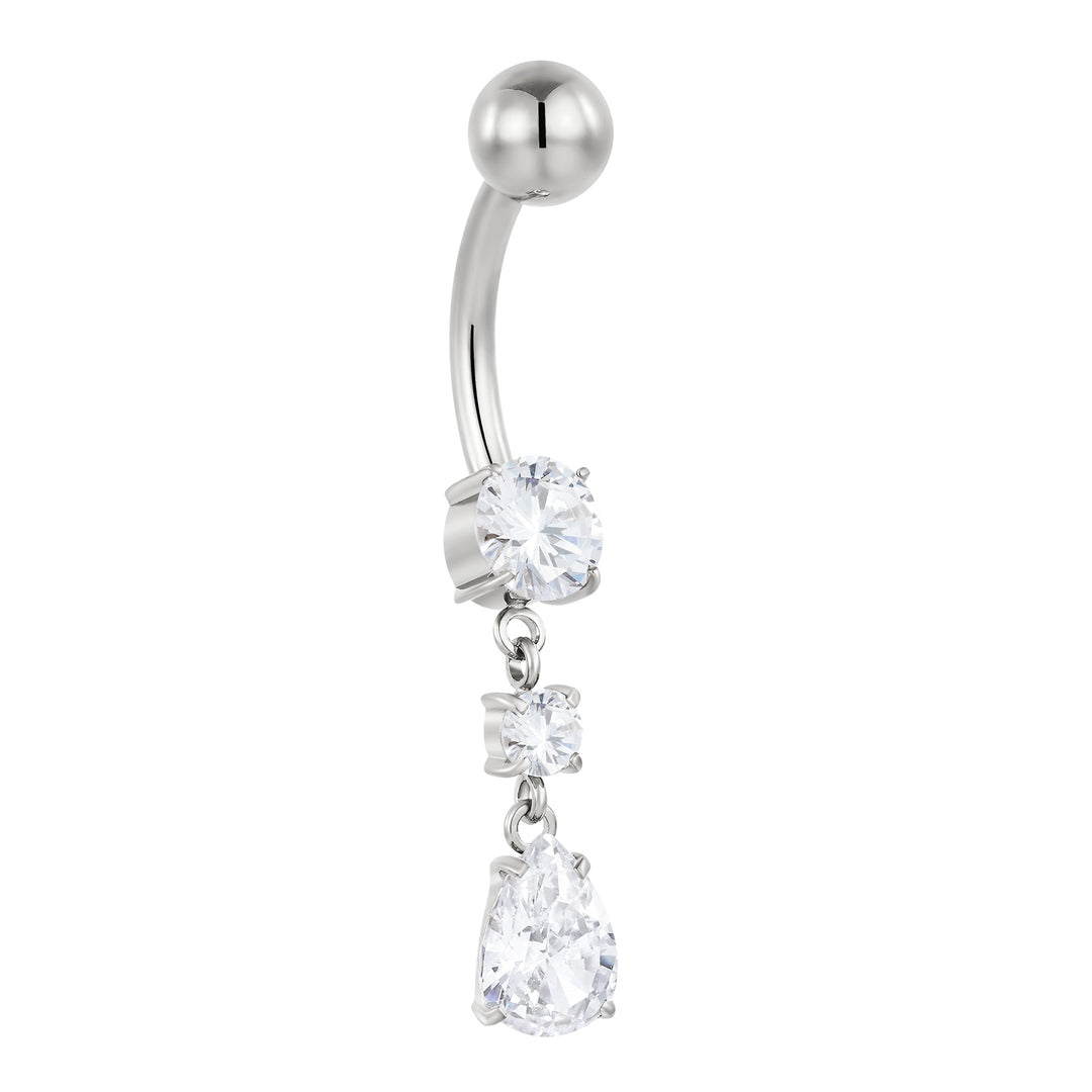 Titanium Internally Threaded Belly Button Ring Navel Barbell Gem Dangle Body Piercing Jewellery