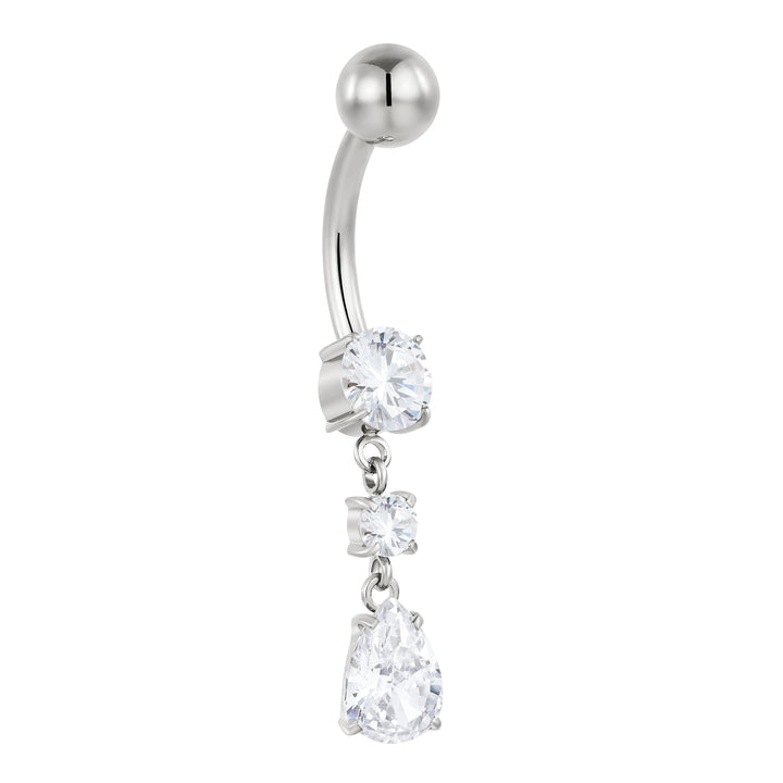 Titanium Internally Threaded Belly Button Ring Navel Barbell Gem Dangle Body Piercing Jewellery