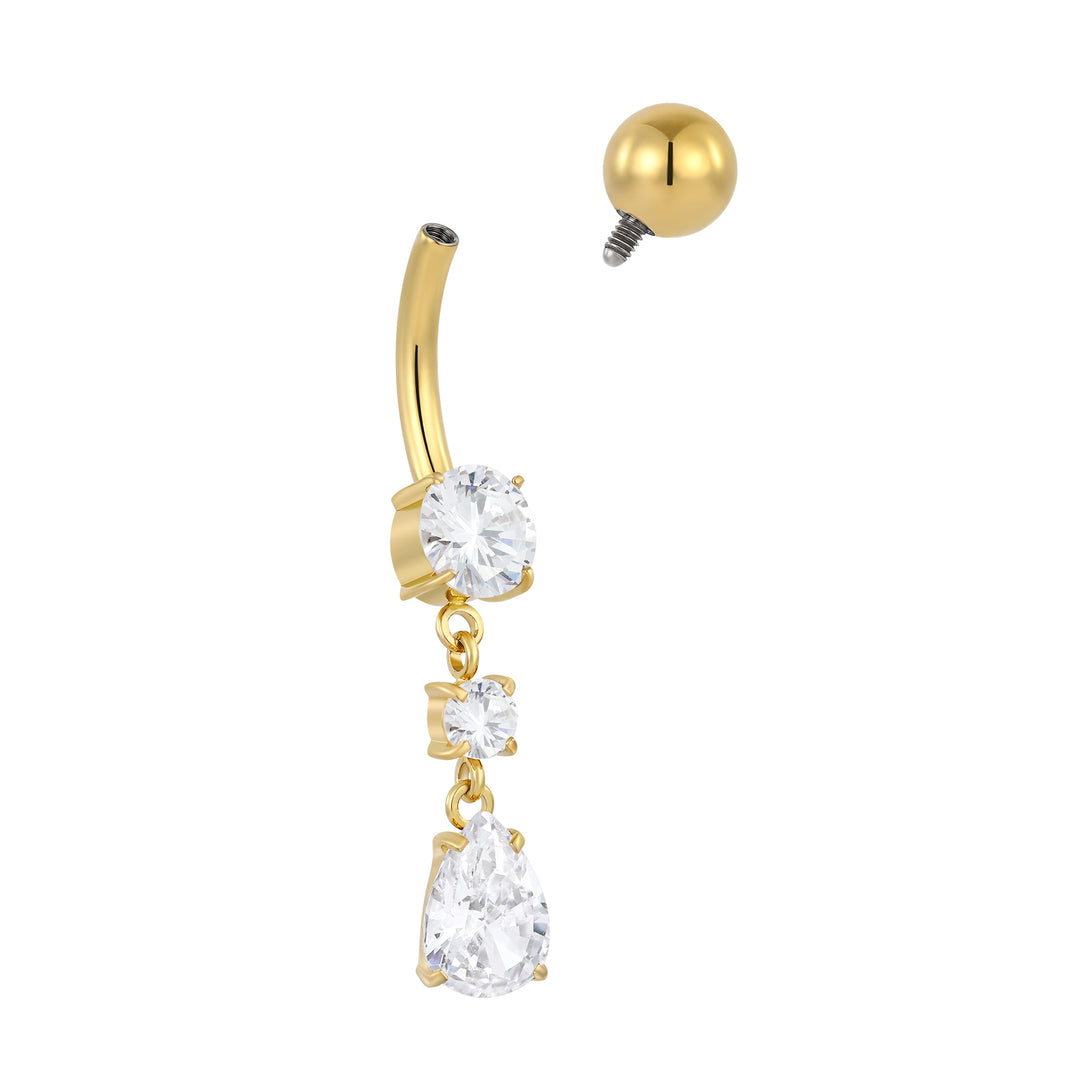 Titanium Internally Threaded Belly Button Ring Navel Barbell Gem Dangle Body Piercing Jewellery
