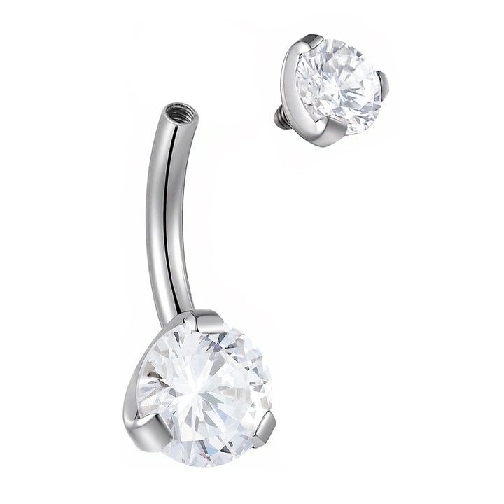 1pc Titanium Internally Threaded Gem Belly Button Barbell