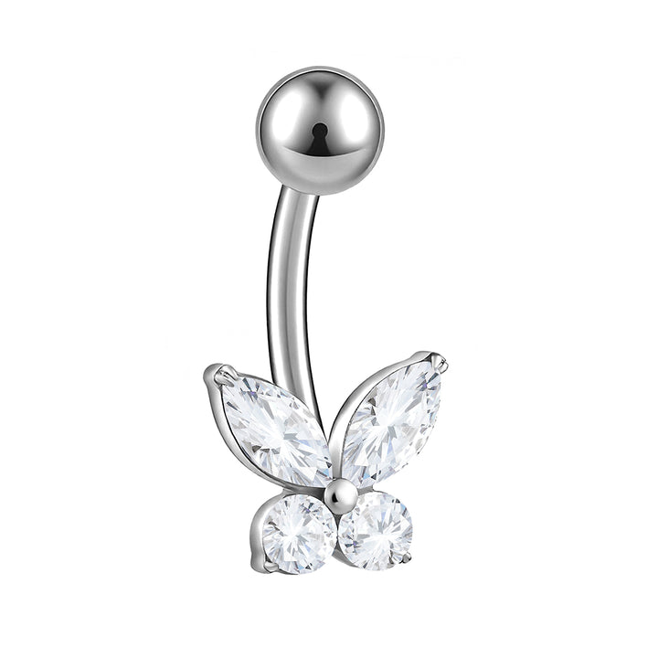 1pc Titanium Internally Threaded Gem Butterfly Belly Button Barbell