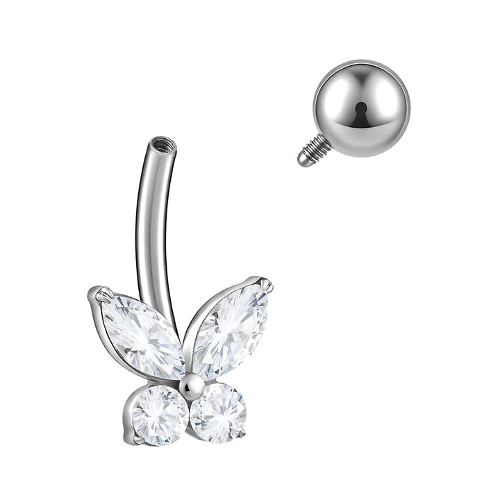 1pc Titanium Internally Threaded Gem Butterfly Belly Button Barbell