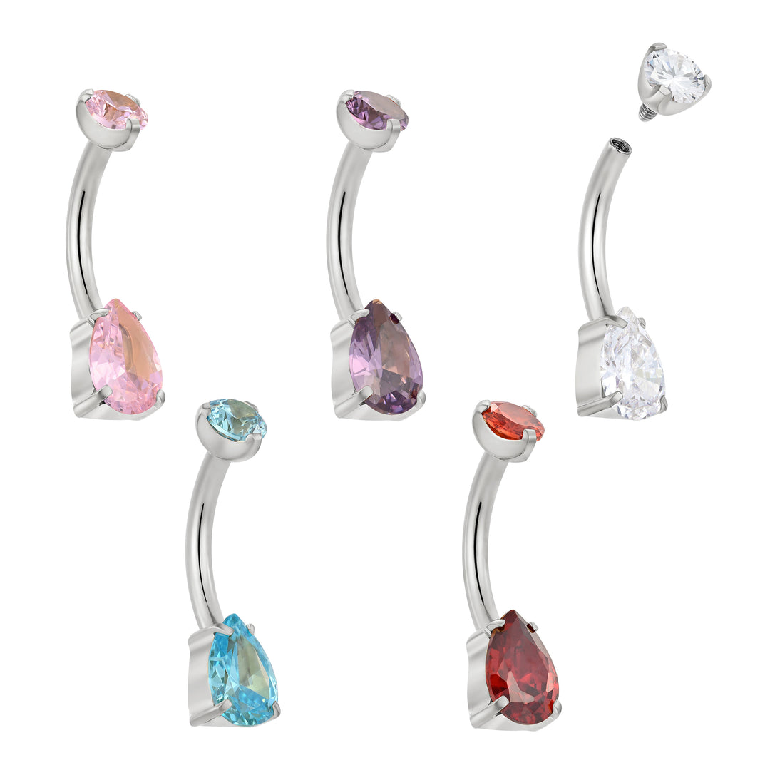 1pc Titanium Internally Threaded Gem Belly Button Barbell