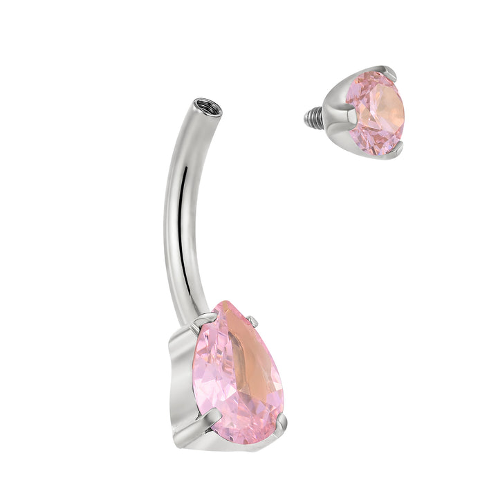 Titanium Internally Threaded Belly Button Ring Navel Barbell 10mm Pink Blue Amethyst Red Crystal Gem Body Piercing Jewellery