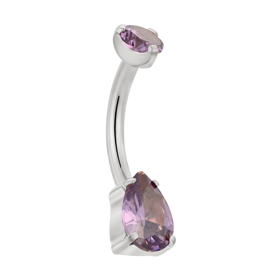 Titanium Internally Threaded Belly Button Ring Navel Barbell 10mm Pink Blue Amethyst Red Crystal Gem Body Piercing Jewellery