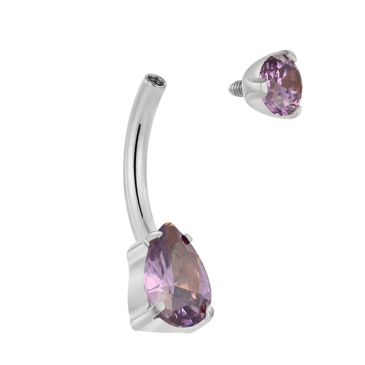 Titanium Internally Threaded Belly Button Ring Navel Barbell 10mm Pink Blue Amethyst Red Crystal Gem Body Piercing Jewellery