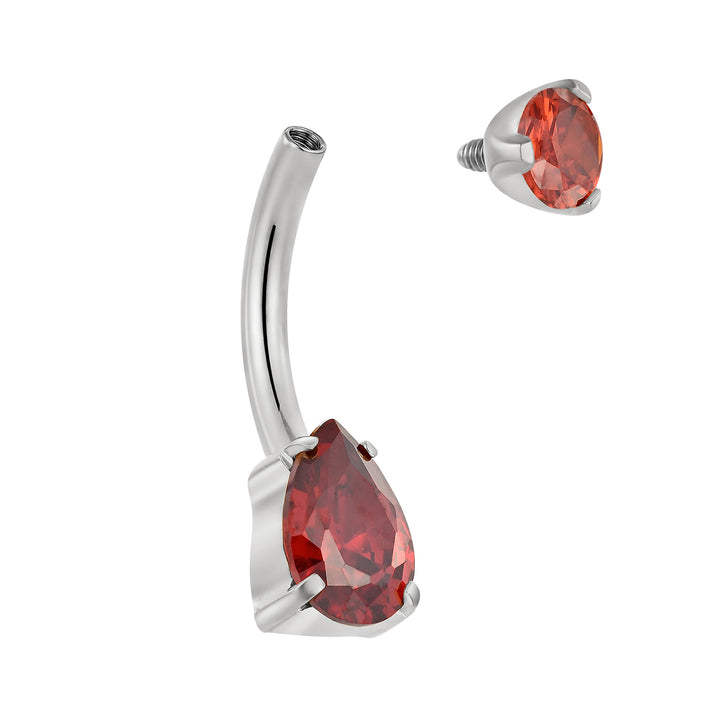 Titanium Internally Threaded Belly Button Ring Navel Barbell 10mm Pink Blue Amethyst Red Crystal Gem Body Piercing Jewellery