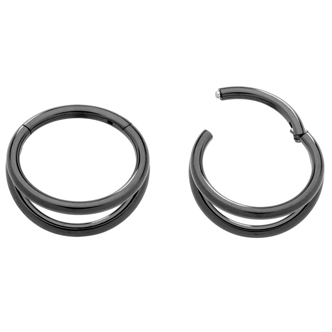 1 Pair 16G Titanium Double Hinged Hoop Sleeper Earrings 8mm 10mm