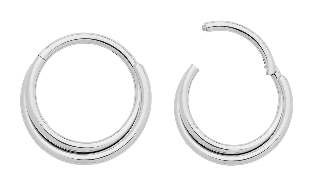 1 Pair 16G Titanium Double Twist Hinged Hoop Sleeper Earrings 8mm 10mm