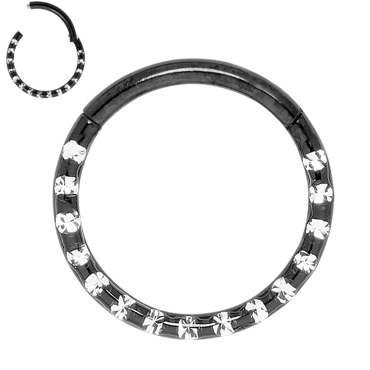 1 Pair Titanium 16G Multi Gem Punch Set Hinged Hoop Sleeper Earrings