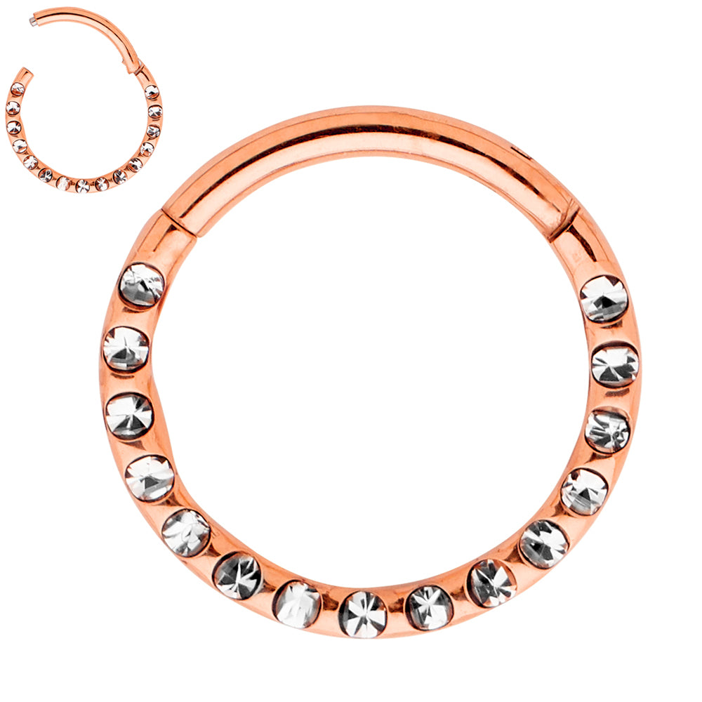 1 Pair Titanium 16G Multi Gem Punch Set Hinged Hoop Sleeper Earrings