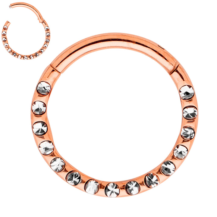 1 Pair Titanium 16G Multi Gem Punch Set Hinged Hoop Sleeper Earrings