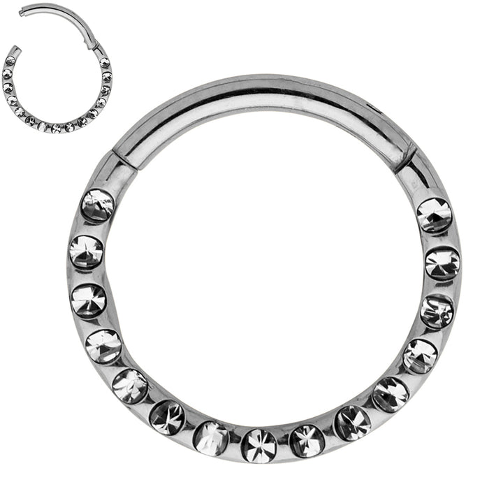 1 Pair Titanium 16G Multi Gem Punch Set Hinged Hoop Sleeper Earrings