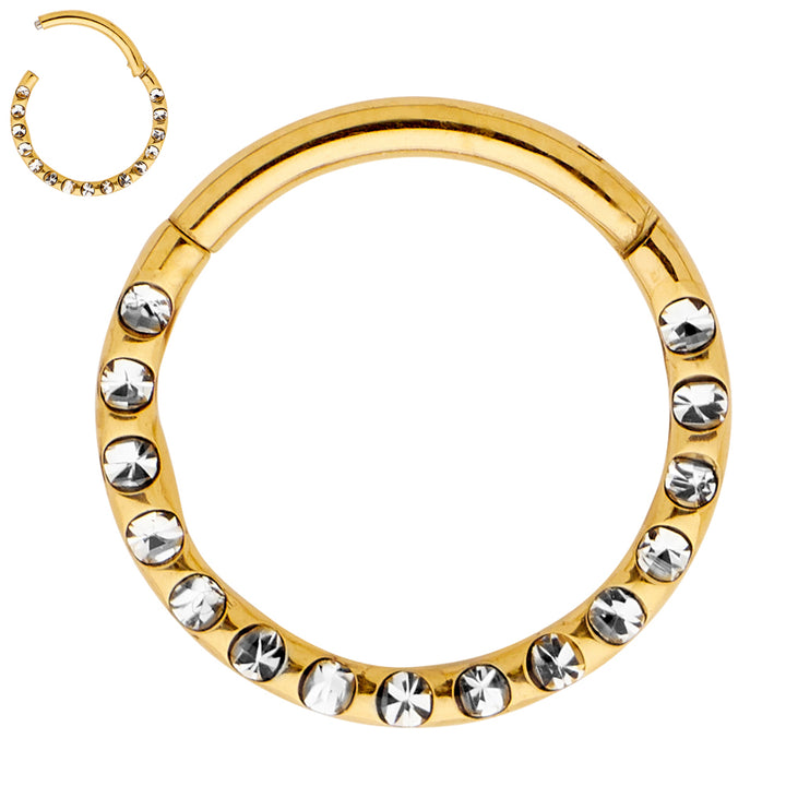 1 Pair Titanium 16G Multi Gem Punch Set Hinged Hoop Sleeper Earrings