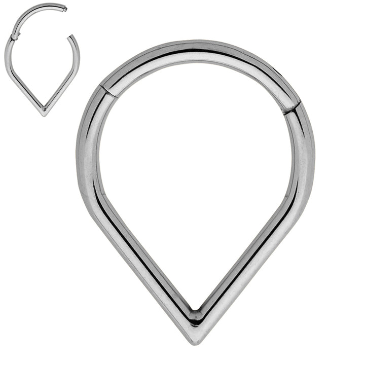 1 Piece 16G Titanium Tear Drop Hinged Hoop Segment Ring Earring 8mm 10mm