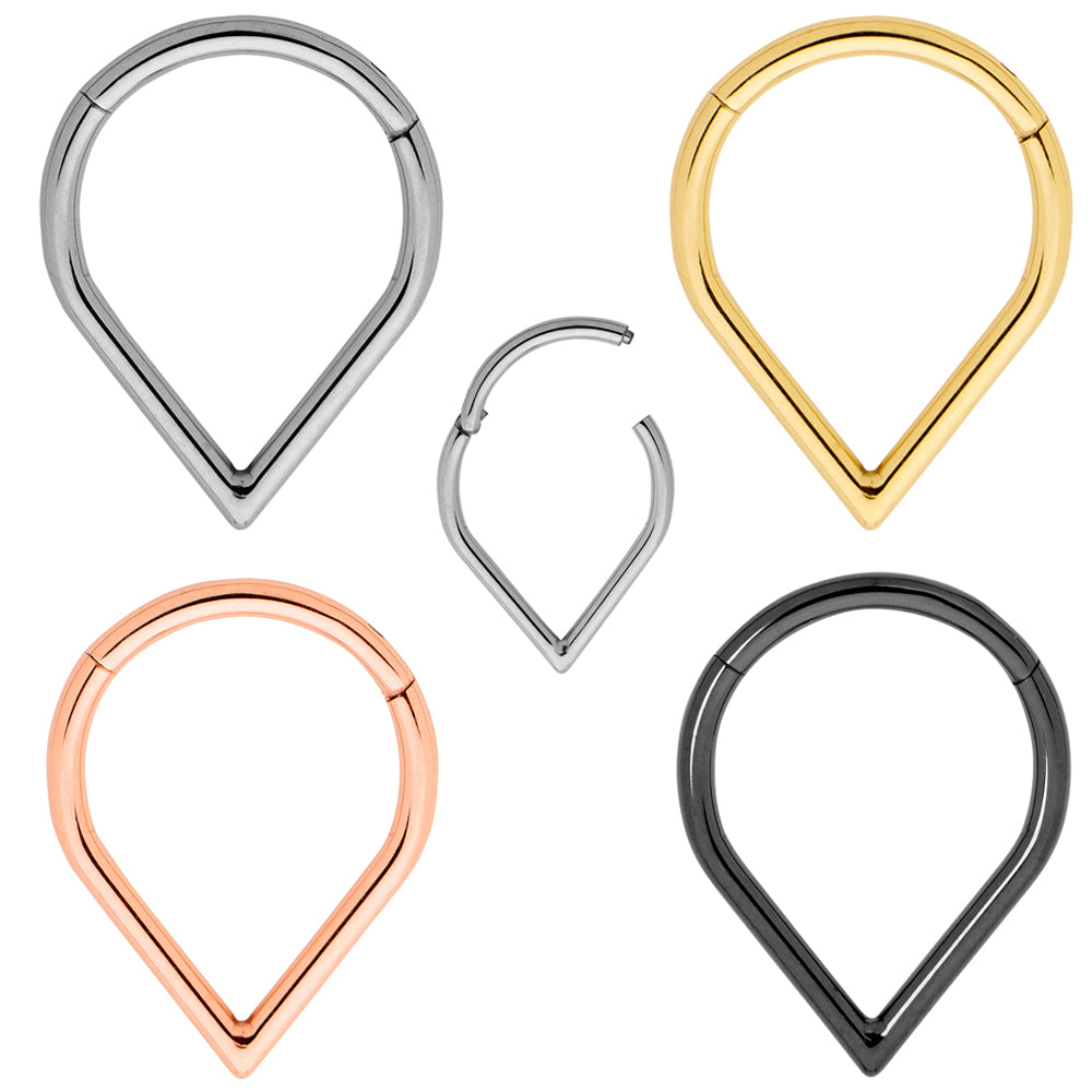 1 Pair Titanium 16G Tear Drop Hinged Hoop Sleeper Earrings