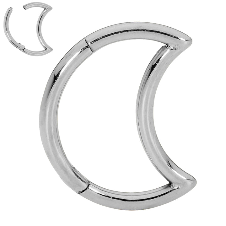 1 Pair Surgical Steel 16G Moon Hinged Hoop Sleeper Earrings