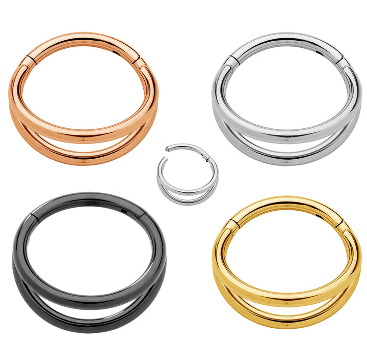 1 Piece 16G Titanium Double Hoop Hinged Segment Ring Earring 8mm 10mm
