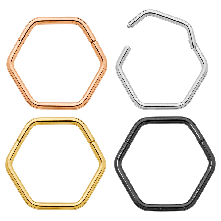 1 Pair Titanium 16G Hexagonal Hinged Hoop Sleeper Earrings