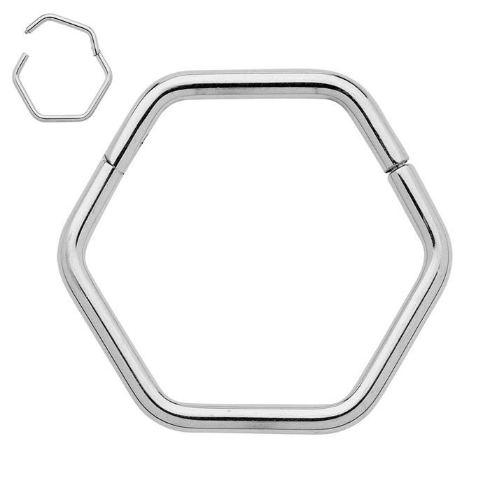 1 Pair Titanium 16G Hexagonal Hinged Hoop Sleeper Earrings