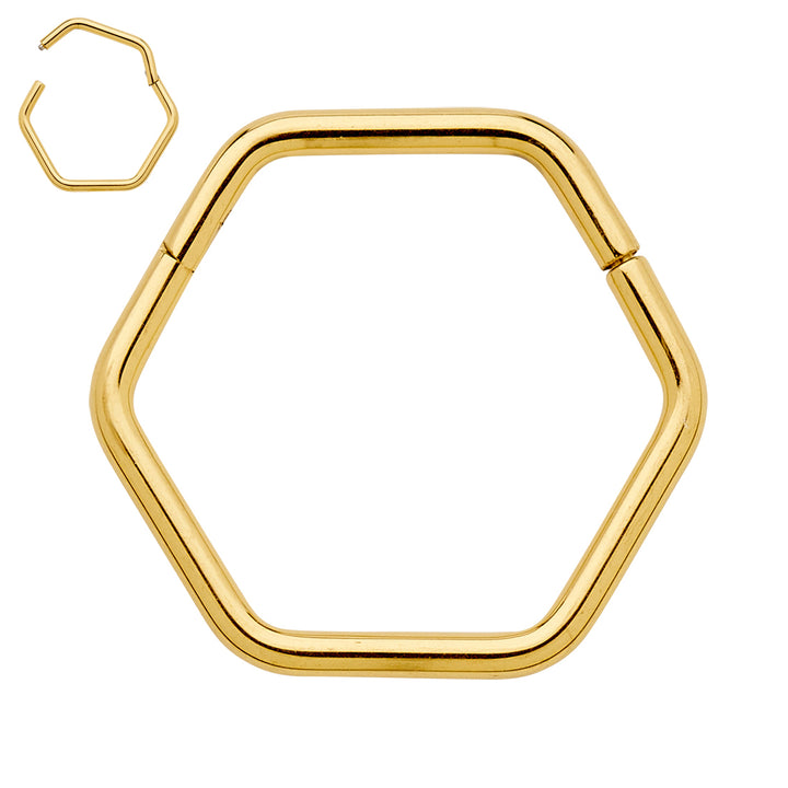1 Pair Titanium 16G Hexagonal Hinged Hoop Sleeper Earrings
