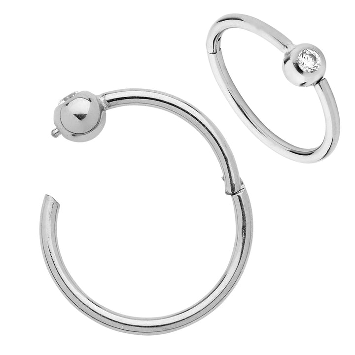 1 Piece 18G Titanium Hinged BCR Ball Closure Segment Ring Earring 6mm - 10mm