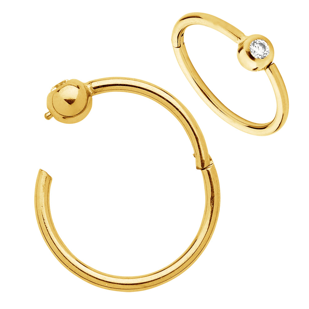 1 Piece 18G Titanium Hinged BCR Ball Closure Segment Ring Earring 6mm - 10mm
