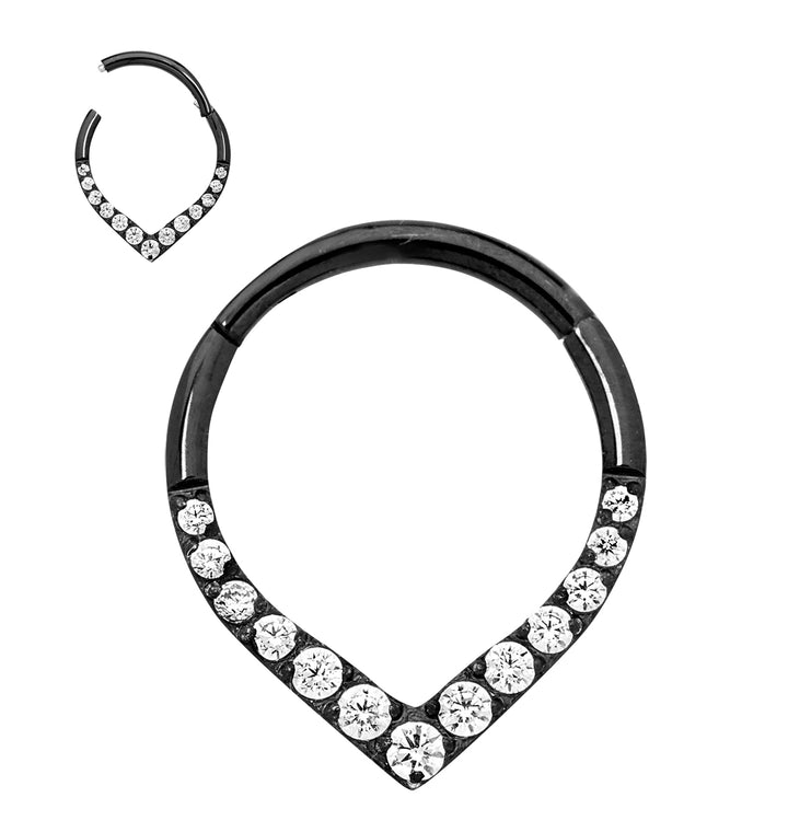 1 Pair Titanium 16G Gem Tear Drop Hinged Hoop Sleeper Earrings