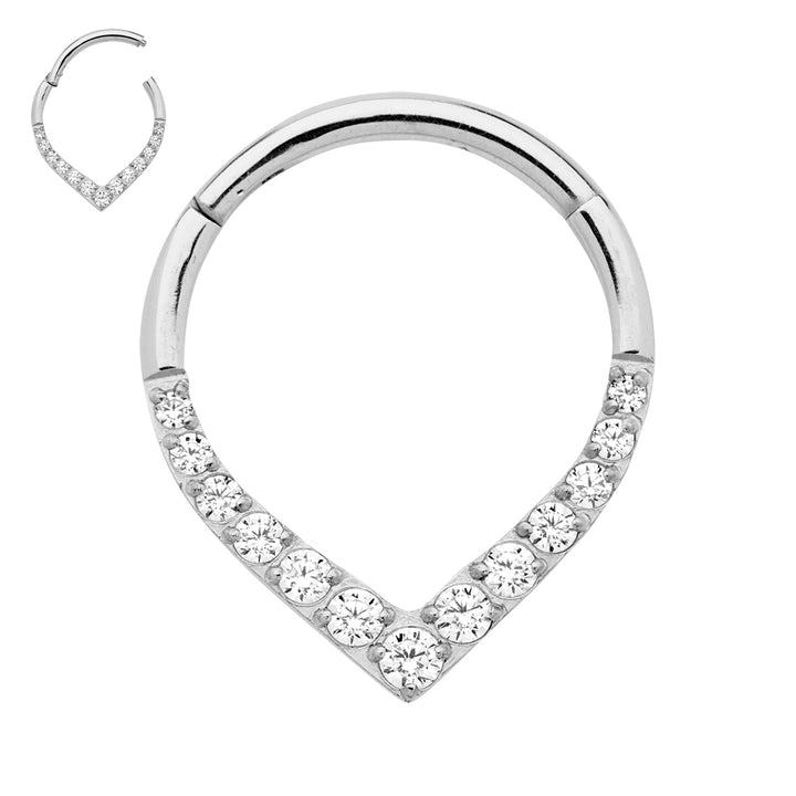 1 Pair Titanium 16G Gem Tear Drop Hinged Hoop Sleeper Earrings