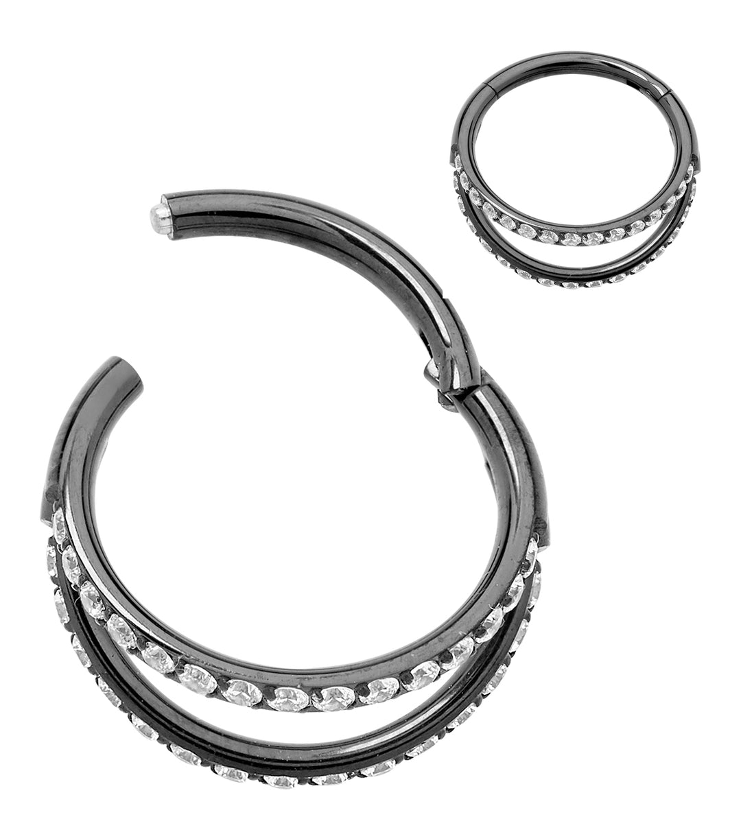 1 Piece 16G Titanium Double Hoop Gem Hinged Segment Ring Earring 8mm 10mm 12mm