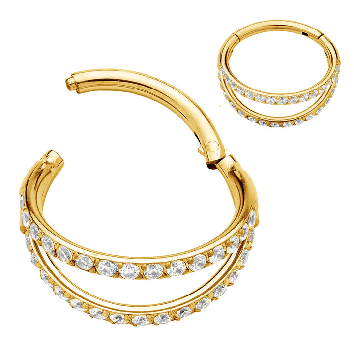 1 Piece 16G Titanium Double Hoop Gem Hinged Segment Ring Earring 8mm 10mm 12mm